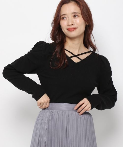 mysty woman(ミスティウーマン)の「【前後2way】ストリング2WAYニット 183875(ニット/セーター・レディース・モカ/ブラック/オフホワイト/ピンク・FREE)」の12枚目の写真
