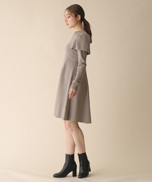 OPAQUE.CLIP（オペークドットクリップ）の「◆ケープデザインニットミニワンピース（ワンピース・レディース・ブラック/グレー・38）」の14枚目の写真