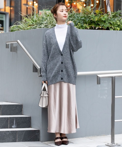 Andemiu（アンデミュウ）の「ミックスユルニットカーディガン184389（カーディガン/ボレロ・レディース・チャコールグレー/ベージュ/パープル・FREE）」の9枚目の写真