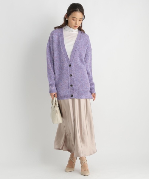 Andemiu（アンデミュウ）の「ミックスユルニットカーディガン184389（カーディガン/ボレロ・レディース・チャコールグレー/ベージュ/パープル・FREE）」の14枚目の写真