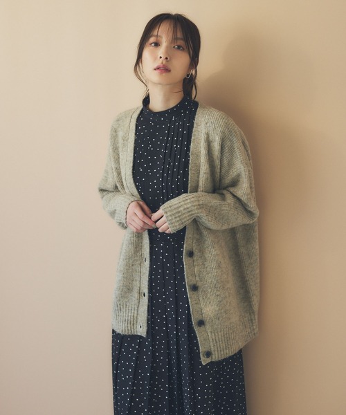 Andemiu（アンデミュウ）の「ミックスユルニットカーディガン184389（カーディガン/ボレロ・レディース・チャコールグレー/ベージュ/パープル・FREE）」の6枚目の写真