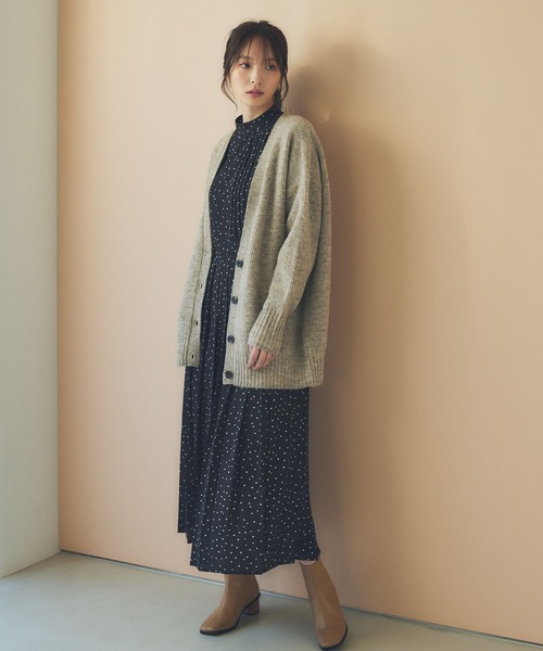 Andemiu（アンデミュウ）の「ミックスユルニットカーディガン184389（カーディガン/ボレロ・レディース・チャコールグレー/ベージュ/パープル・FREE）」の7枚目の写真