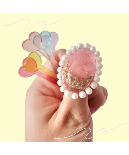 tone(トーン)の「【hazeleyes】オーバルパールリング(Bonbonami ボンボンアミ)(MA)(リング・レディース・オレンジ/パープル/ネイビー/ピンク/ダークグリーン・FREE)」の9枚目の写真