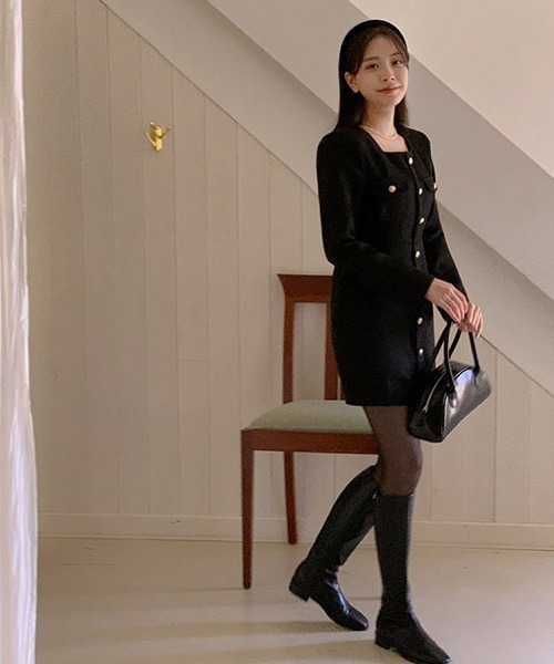 SONA（ソナ）の「SONA ゴールドボタンツイードミニワンピース（ワンピース・レディース・ブラック/ホワイト・FREE）」の15枚目の写真