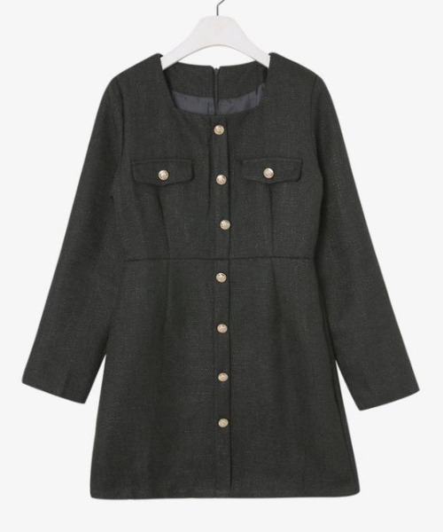 SONA（ソナ）の「SONA ゴールドボタンツイードミニワンピース（ワンピース・レディース・ブラック/ホワイト・FREE）」の7枚目の写真