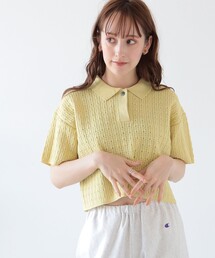 Ray BEAMS | Ray BEAMS / ガラアミ クロップド ポロ ニット(ポロシャツ)