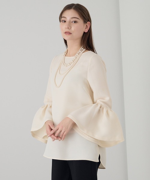 ANAYI ライトグログランベルスリーブ ブラウス 38 オフホワイト ANAYI（アナイ）の「【セットアップ対応商品】ライトグログランベル