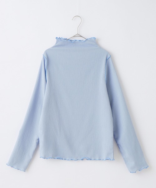 BONLECILL（ボンルシール）の「ハイネック 配色メロー シャーリングプルオーバー/インナー（Tシャツ/カットソー・レディース・ライトブルー/ブラック/オレンジ/ライトグリーン/アイボリー/ネイビー/ピンク/モカ/ブルー/イエロー・FREE）」の21枚目の写真