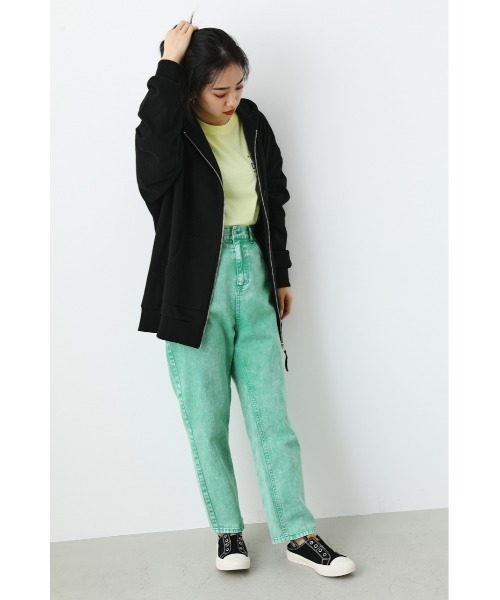 RODEO CROWNS WIDE BOWL（ロデオクラウンズワイドボウル）の「SHARE BIG ジップパーカー（パーカー・レディース・ブラック/グレー×ホワイト/グリーン・FREE）」の6枚目の写真