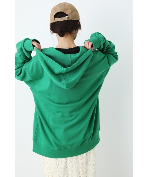 RODEO CROWNS WIDE BOWL（ロデオクラウンズワイドボウル）の「SHARE BIG ジップパーカー（パーカー・レディース・ブラック/グレー×ホワイト/グリーン・FREE）」の11枚目の写真