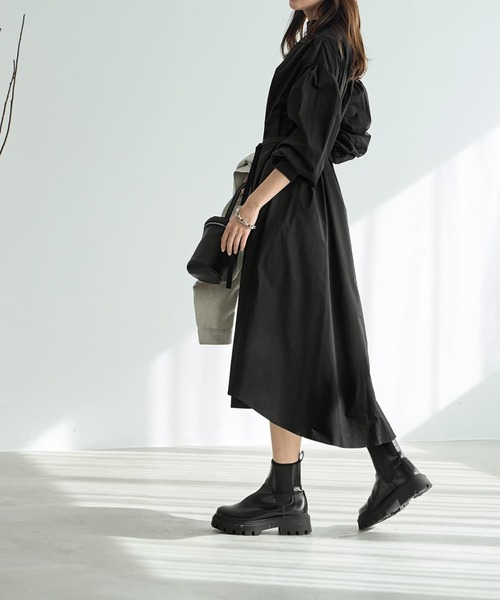 STYLE DELI(スタイルデリ)の「【LUXE】リブポイントロングワンピース(ワンピース・レディース・ブラック/ベージュ・01/02)」の4枚目の写真