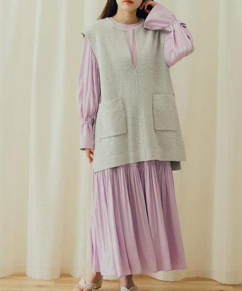 SENSE OF PLACE by URBAN RESEARCH（センスオブプレイスバイアーバンリサーチ）の「ボリュームスリーブティアードワンピース（ワンピース・レディース・モカ/ブラック系その他/ラベンダー・ONE）」の6枚目の写真