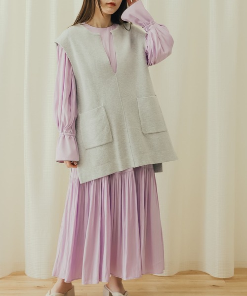 SENSE OF PLACE by URBAN RESEARCH（センスオブプレイスバイアーバンリサーチ）の「ボリュームスリーブティアードワンピース（ワンピース・レディース・モカ/ブラック系その他/ラベンダー・ONE）」の7枚目の写真