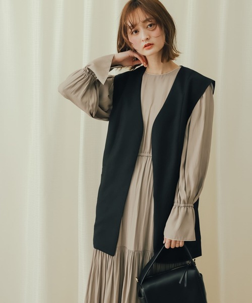 SENSE OF PLACE by URBAN RESEARCH（センスオブプレイスバイアーバンリサーチ）の「ボリュームスリーブティアードワンピース（ワンピース・レディース・モカ/ブラック系その他/ラベンダー・ONE）」の9枚目の写真