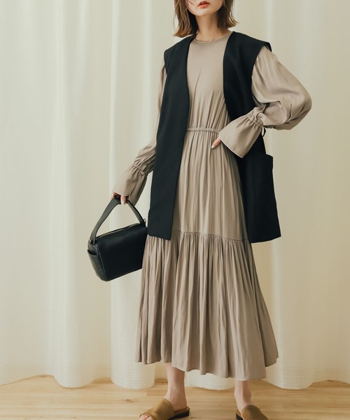 SENSE OF PLACE by URBAN RESEARCH（センスオブプレイスバイアーバンリサーチ）の「ボリュームスリーブティアードワンピース（ワンピース・レディース・モカ/ブラック系その他/ラベンダー・ONE）」の12枚目の写真