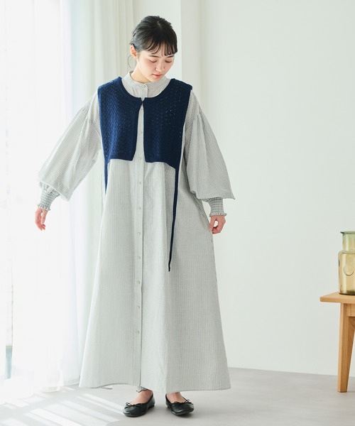 Crisp（クリスプ）の「ストライプシャツワンピース（ワンピース・レディース・ブラック/レッド・FREE）」の3枚目の写真