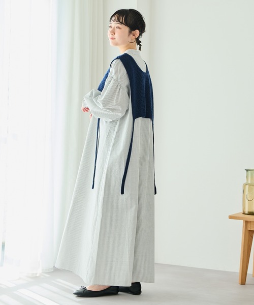 Crisp（クリスプ）の「ストライプシャツワンピース（ワンピース・レディース・ブラック/レッド・FREE）」の4枚目の写真