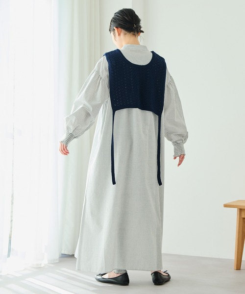 Crisp（クリスプ）の「ストライプシャツワンピース（ワンピース・レディース・ブラック/レッド・FREE）」の5枚目の写真