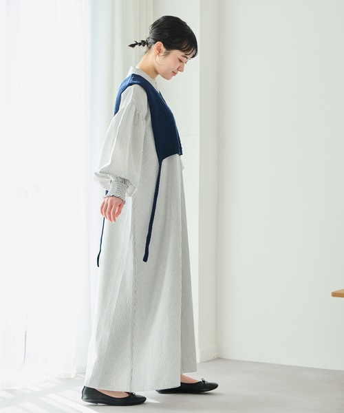 Crisp（クリスプ）の「ストライプシャツワンピース（ワンピース・レディース・ブラック/レッド・FREE）」の6枚目の写真