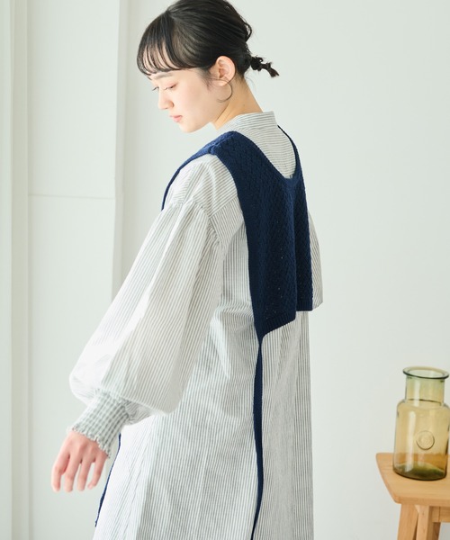 Crisp（クリスプ）の「ストライプシャツワンピース（ワンピース・レディース・ブラック/レッド・FREE）」の10枚目の写真