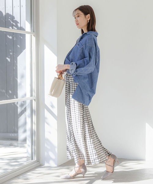 ブラウス シャツ デニムワークシャツ レディース Whim Gazette ブラウス シャツ ドロップデニムシャツ レディース