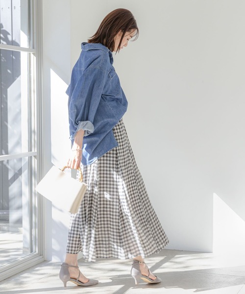 GLOBAL WORK(グローバルワーク)の「GOODデニム羽織りシャツ/172436(シャツ/ブラウス・レディース・ネイビー/ブルー・FREE)」の6枚目の写真