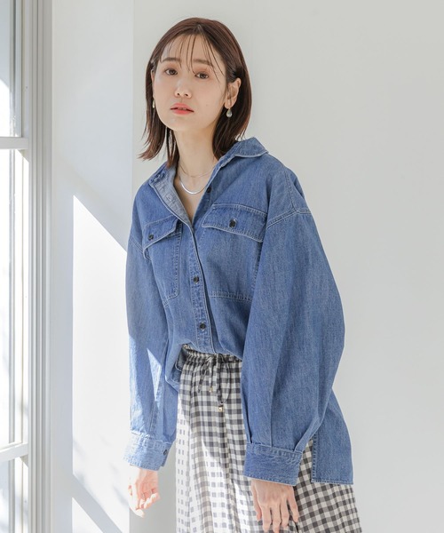 GLOBAL WORK(グローバルワーク)の「GOODデニム羽織りシャツ/172436(シャツ/ブラウス・レディース・ネイビー/ブルー・FREE)」の8枚目の写真