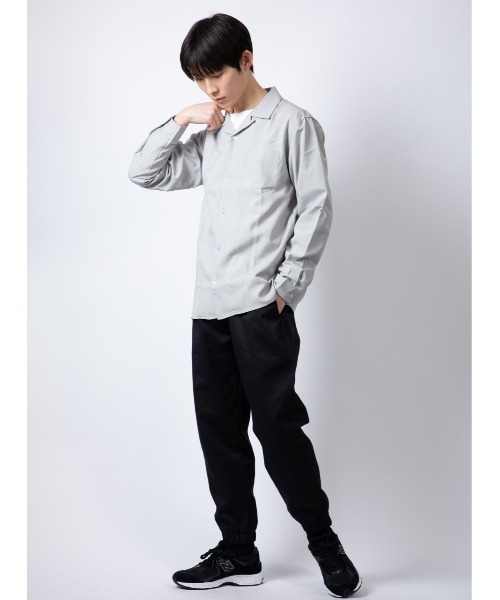 Beno（ビーノ）の「ポリトロ　オープンカラー L/Sシャツ（シャツ/ブラウス・メンズ・ベージュ/ブラック/ブルー/ライトグレー/チャコールグレー・M/L）」の9枚目の写真