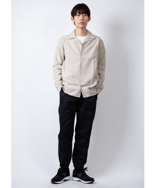 Beno（ビーノ）の「ポリトロ　オープンカラー L/Sシャツ（シャツ/ブラウス・メンズ・ベージュ/ブラック/ブルー/ライトグレー/チャコールグレー・M/L）」の13枚目の写真