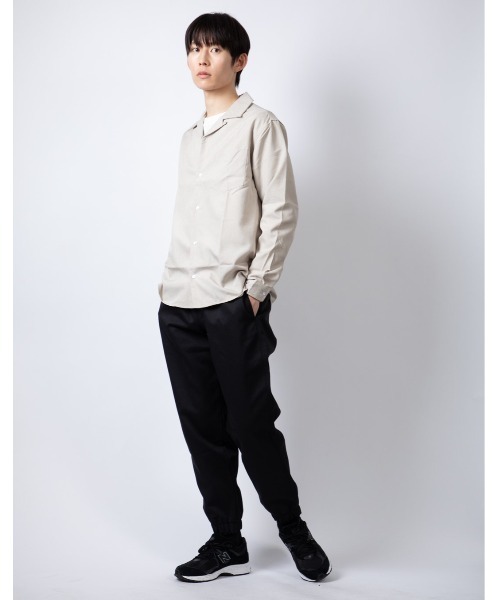 Beno（ビーノ）の「ポリトロ　オープンカラー L/Sシャツ（シャツ/ブラウス・メンズ・ベージュ/ブラック/ブルー/ライトグレー/チャコールグレー・M/L）」の6枚目の写真