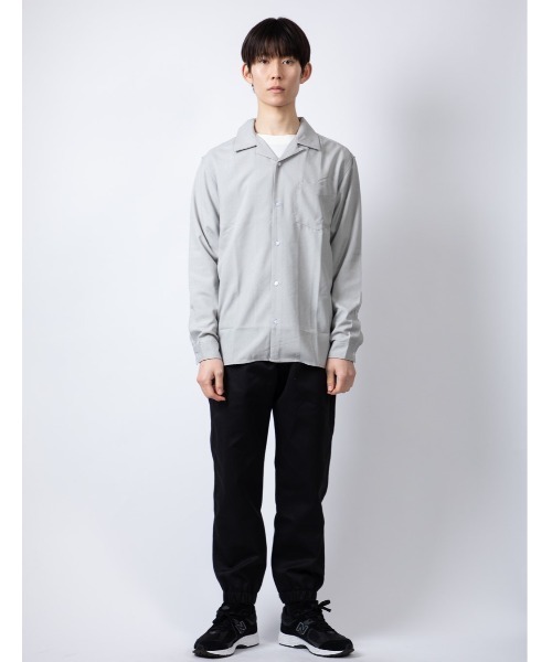 Beno（ビーノ）の「ポリトロ　オープンカラー L/Sシャツ（シャツ/ブラウス・メンズ・ベージュ/ブラック/ブルー/ライトグレー/チャコールグレー・M/L）」の16枚目の写真