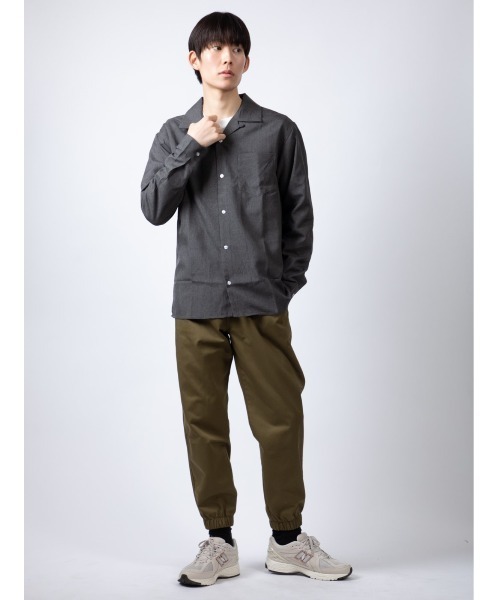Beno（ビーノ）の「ポリトロ　オープンカラー L/Sシャツ（シャツ/ブラウス・メンズ・ベージュ/ブラック/ブルー/ライトグレー/チャコールグレー・M/L）」の19枚目の写真
