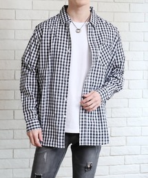 長袖 先染めチェックシャツ