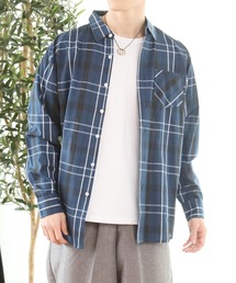 長袖 先染めチェックシャツ