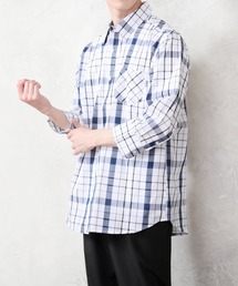 長袖 先染めチェックシャツ