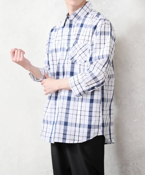 TopIsm(トップイズム)の「長袖 先染めチェックシャツ(シャツ/ブラウス・メンズ・グリーン/ブラック/ネイビー/レッド/ブラック系その他/ホワイト/ブルー/ホワイト系その他・L/LL/M)」の2枚目の写真