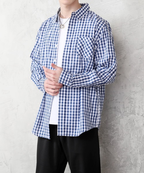 TopIsm(トップイズム)の「長袖 先染めチェックシャツ(シャツ/ブラウス・メンズ・グリーン/ブラック/ネイビー/レッド/ブラック系その他/ホワイト/ブルー/ホワイト系その他・L/LL/M)」の7枚目の写真