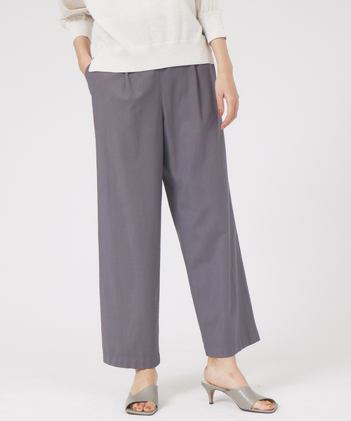 qualite（カリテ）の「《セットアップ対応》ブライトリネンワイドパンツ（その他パンツ・レディース・チャコールグレー/オレンジ系その他・40/38/36）」の2枚目の写真
