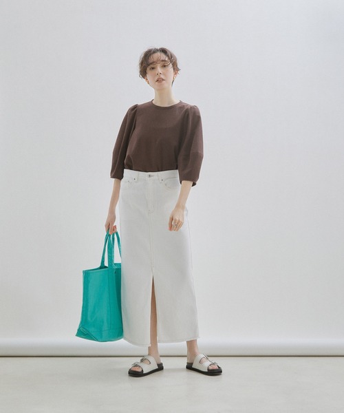 【WEB・一部店舗限定】【洗える】バックオープンパフスリーブブラウス