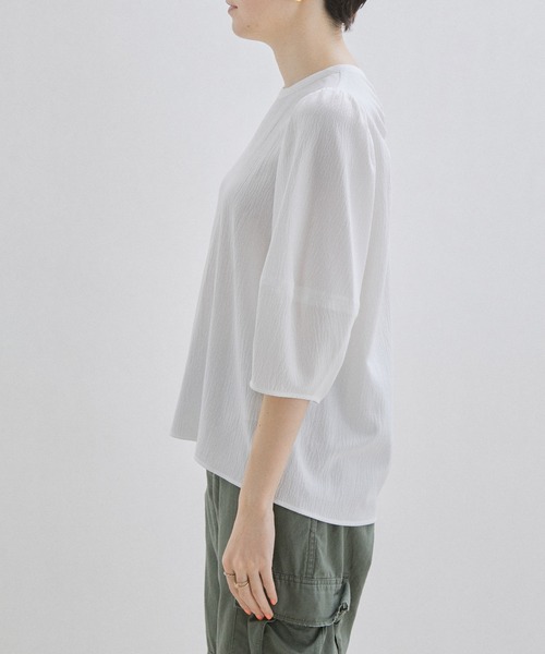 【WEB・一部店舗限定】【洗える】バックオープンパフスリーブブラウス