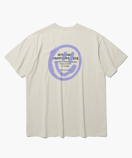 ISTKUNST（イストクンスト）の「A'GEM/9 × .kom『ISTKUNST/イストクンスト』LOGO&SMILEY TEE/ロゴ&スマイル 半袖 カットソー（Tシャツ/カットソー・メンズ・ベージュ/ピンク/ホワイト/ブラック/ライトブルー/ネイビー/カーキ/ライトグレー・M/L/S/XL）」の5枚目の写真