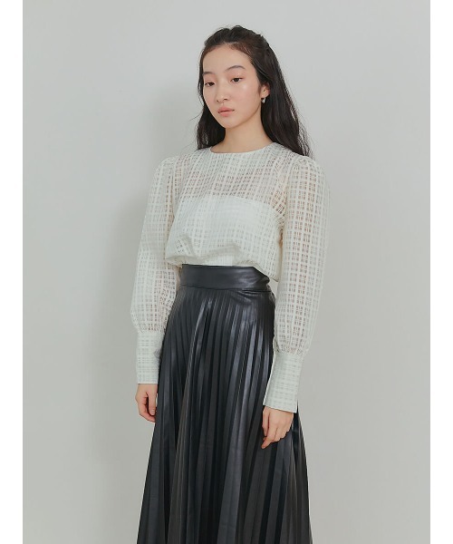 Ayla(アイラ)の「cross check sheer blouse(シャツ/ブラウス・レディース・ブラック/ライトグリーン/アイボリー・FREE)」の11枚目の写真