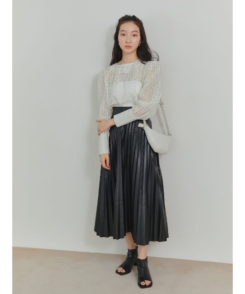 Ayla(アイラ)の「cross check sheer blouse(シャツ/ブラウス・レディース・ブラック/ライトグリーン/アイボリー・FREE)」の12枚目の写真