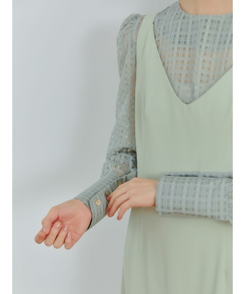 Ayla(アイラ)の「cross check sheer blouse(シャツ/ブラウス・レディース・ブラック/ライトグリーン/アイボリー・FREE)」の14枚目の写真