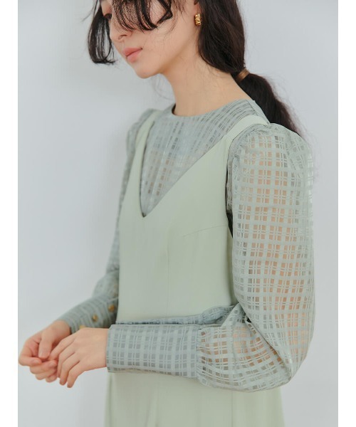 Ayla(アイラ)の「cross check sheer blouse(シャツ/ブラウス・レディース・ブラック/ライトグリーン/アイボリー・FREE)」の15枚目の写真