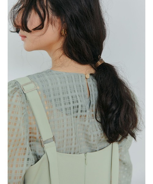 Ayla(アイラ)の「cross check sheer blouse(シャツ/ブラウス・レディース・ブラック/ライトグリーン/アイボリー・FREE)」の16枚目の写真