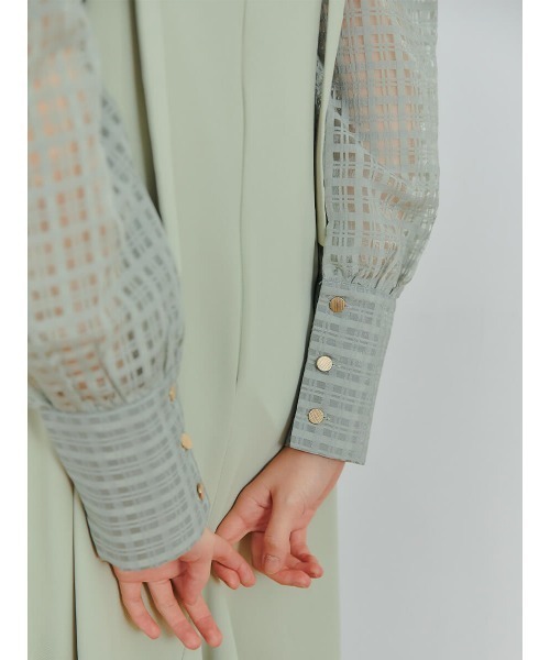 Ayla(アイラ)の「cross check sheer blouse(シャツ/ブラウス・レディース・ブラック/ライトグリーン/アイボリー・FREE)」の17枚目の写真