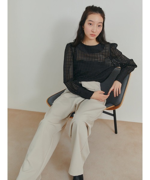 Ayla(アイラ)の「cross check sheer blouse(シャツ/ブラウス・レディース・ブラック/ライトグリーン/アイボリー・FREE)」の20枚目の写真