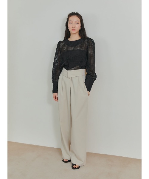 Ayla(アイラ)の「cross check sheer blouse(シャツ/ブラウス・レディース・ブラック/ライトグリーン/アイボリー・FREE)」の22枚目の写真