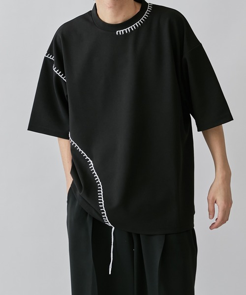 Lui's（ルイス）の「カットジョーゼットブランケットステッチTEE